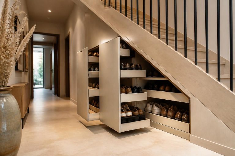 Meuble à chaussures sous l'escalier : toutes les solutions
